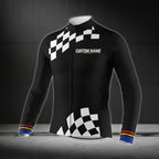 Black And White Custom Team Cycling Long Sleeve Jersey Mens, Men's Custom Club Cycling Jerseys CZ0048