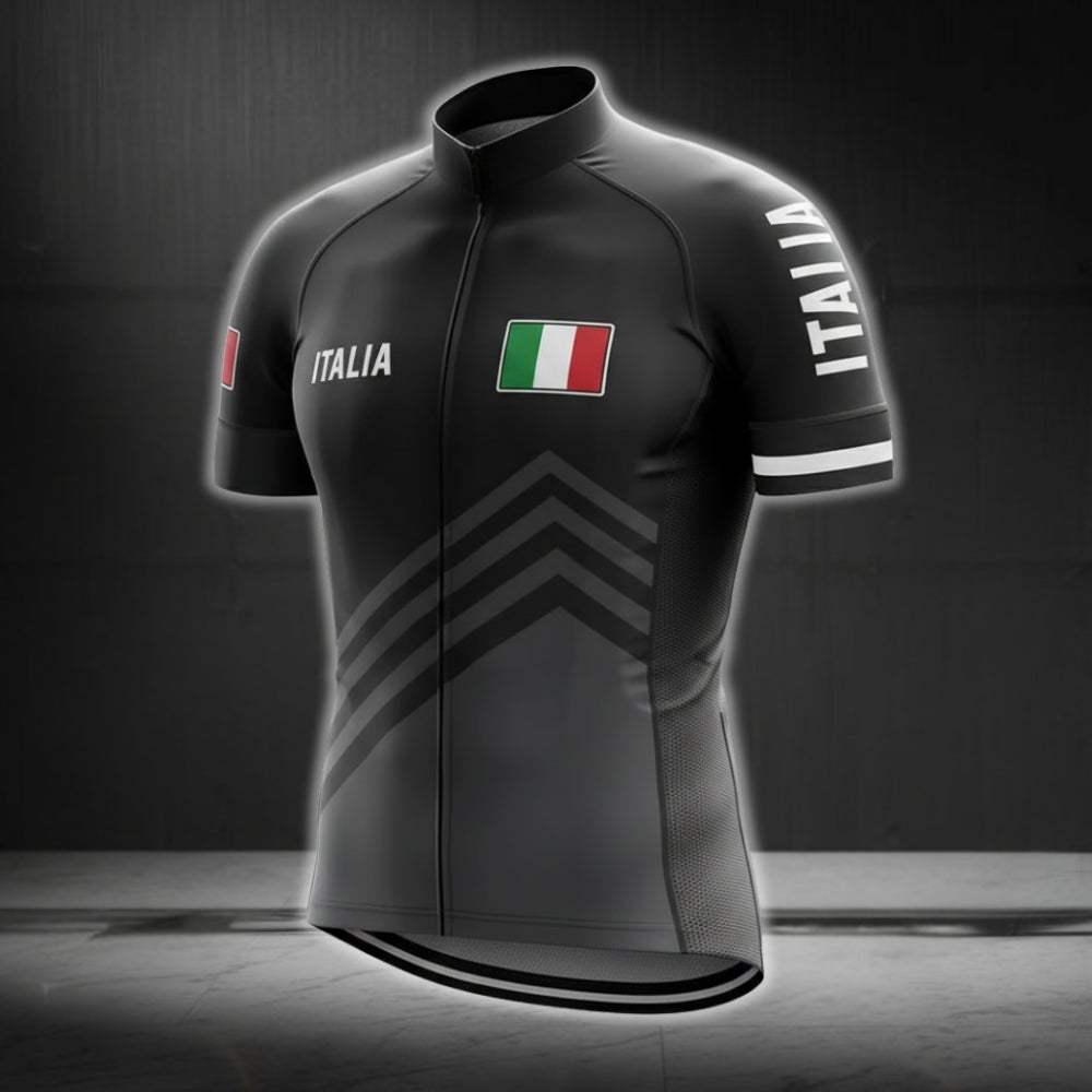 Italia Flag Black Cycling Short Sleeve Jersey Mens, Patriotic Italia Cycling Jerseys CG0142