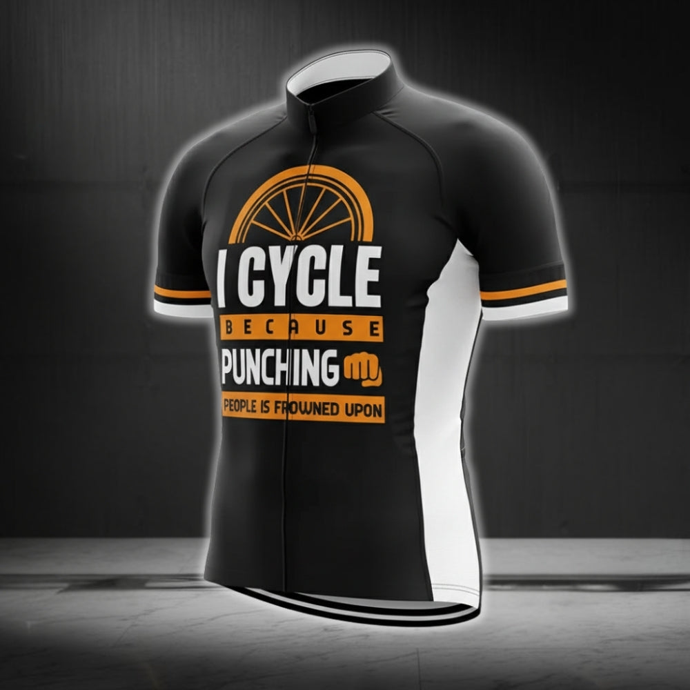 I Cycle Because Punching People Us Frowned Upon Men's Short Sleeve Cycling Jerseys, Funny Cycling Jerseys For Mens CG0254