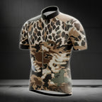 Leopard Camouflage Cycling Short Sleeve Jersey For Mens, Men's Leopard Cycling Jerseys CE0042
