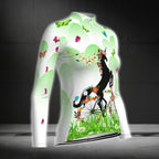 Floral Unicorn Cycling Long Sleeve Women's Jersey, Unicorn Cycling Jersey For Women CG0688
