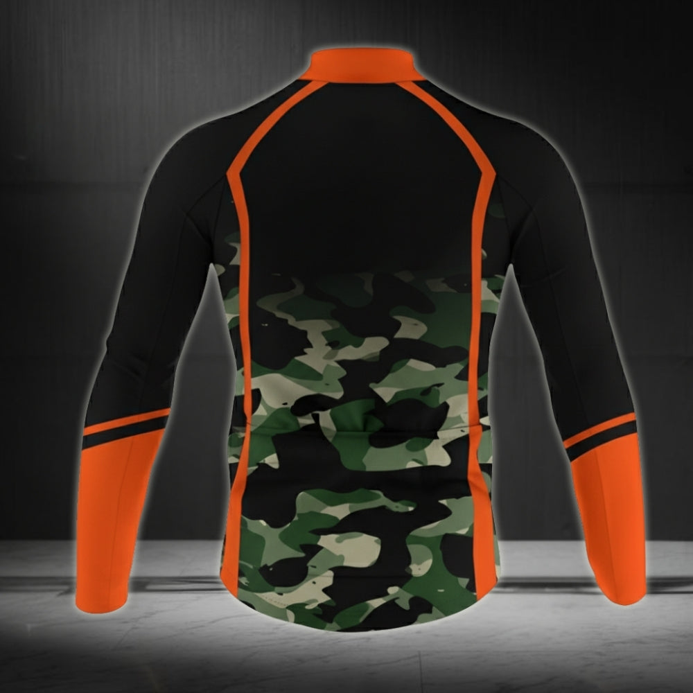 Custom Camo Cycling Long Sleeve Jersey For Men, Men's Custom Camouflage Cycling Jerseys CZ0047