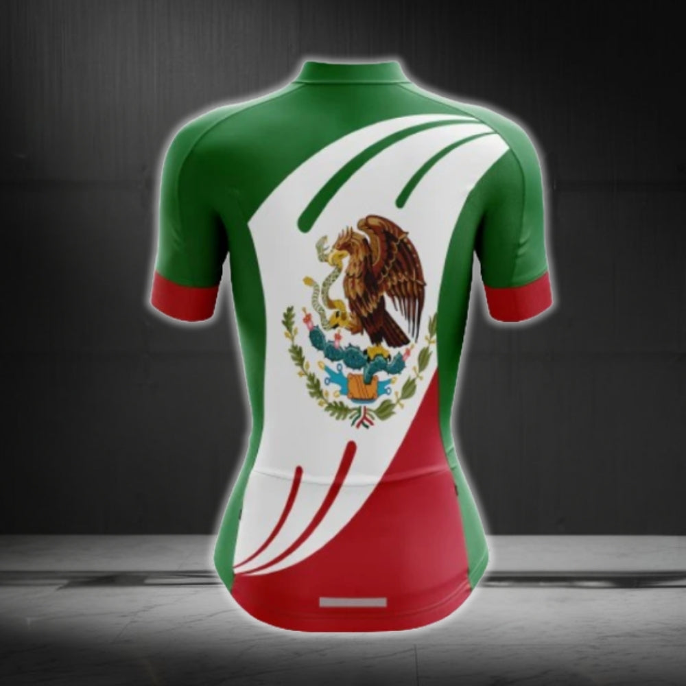 Mexico Flag Short Sleeve Women's Cycling Jersey, Mexico Cycling Jersey For Women CG0634