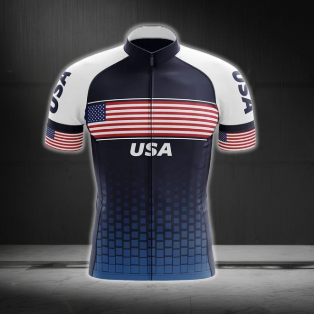 USA Flag Cycling Short Sleeve Jersey Mens, Patriotic Cycling Jerseys CG0102