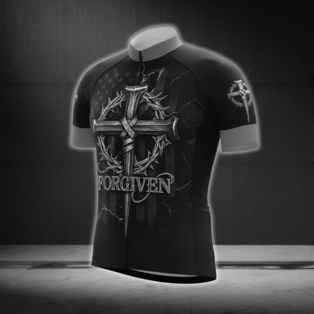 Forgiven Cross Cycling Short Sleeve Jersey For Men, Cross Christian Cycling Jerseys CG0481