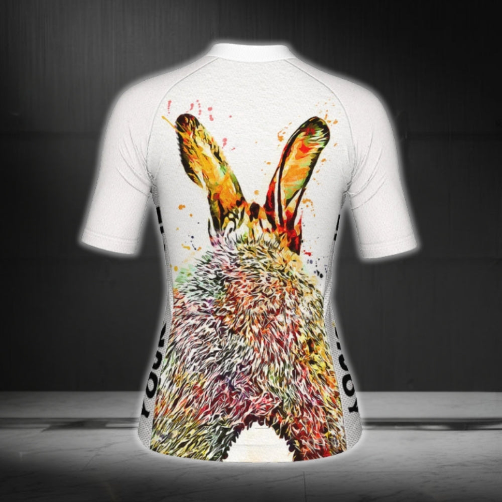 Custom Rabbit Colorful Cycling Short Sleeve Jersey For Women, Custom Rabbit Cycling Jersey For Ladies CG0689