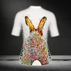 Custom Rabbit Colorful Cycling Short Sleeve Jersey For Women, Custom Rabbit Cycling Jersey For Ladies CG0689