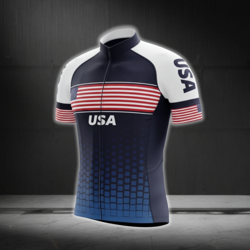 USA Flag Cycling Short Sleeve Jersey Mens, Patriotic Cycling Jerseys CG0102