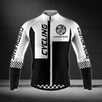 Custom Team Black And White Checkered Cycling Long Sleeve Jersey For Mens, Custom Cycling Jerseys For Team CZ0049