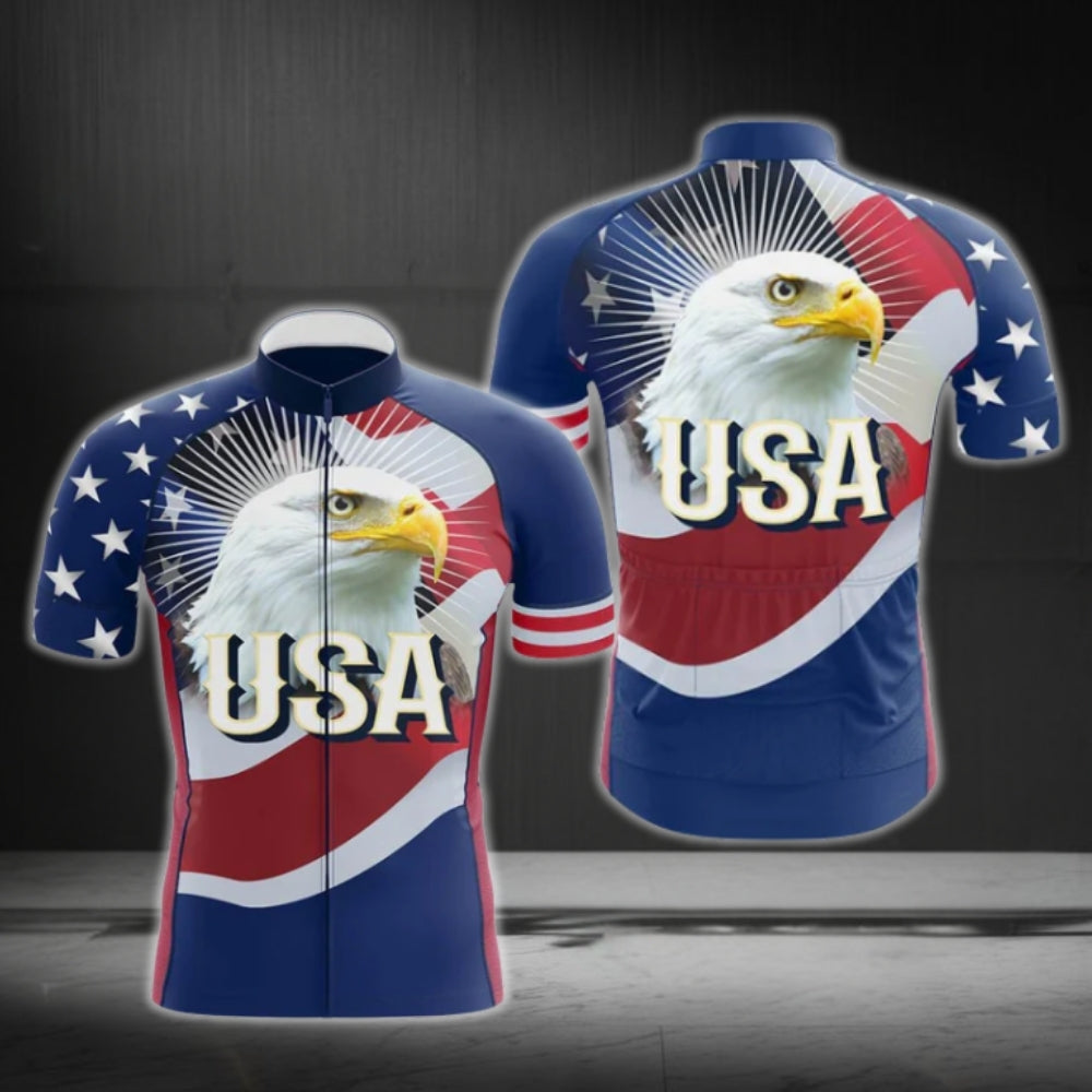 American Eagle Cycling Short Sleeve Jersey For Mens, Eagle Patriotic Cycling Jersey CG0103