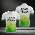 Team Vegan Green And White Men's Short Sleeve Cycling Jersey, Vegan Cycling Jersey CG0690