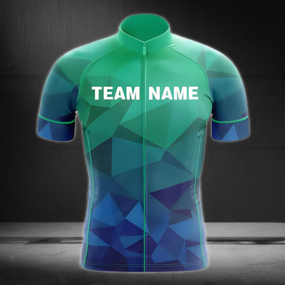 Custom Team Blue Geometric Cycling Short Sleeve Jersey Mens, Custom Cycling Jerseys CZ0111