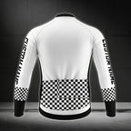 Custom Team Black And White Checkered Cycling Long Sleeve Jersey For Mens, Custom Cycling Jerseys For Team CZ0049