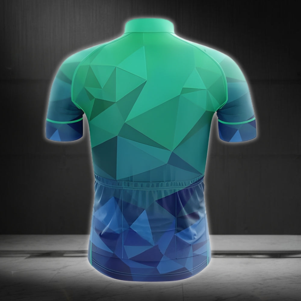 Custom Team Blue Geometric Cycling Short Sleeve Jersey Mens, Custom Cycling Jerseys CZ0111