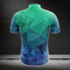 Custom Team Blue Geometric Cycling Short Sleeve Jersey Mens, Custom Cycling Jerseys CZ0111