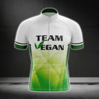 Team Vegan Green And White Men's Short Sleeve Cycling Jersey, Vegan Cycling Jersey CG0690