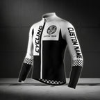 Custom Team Black And White Checkered Cycling Long Sleeve Jersey For Mens, Custom Cycling Jerseys For Team CZ0049