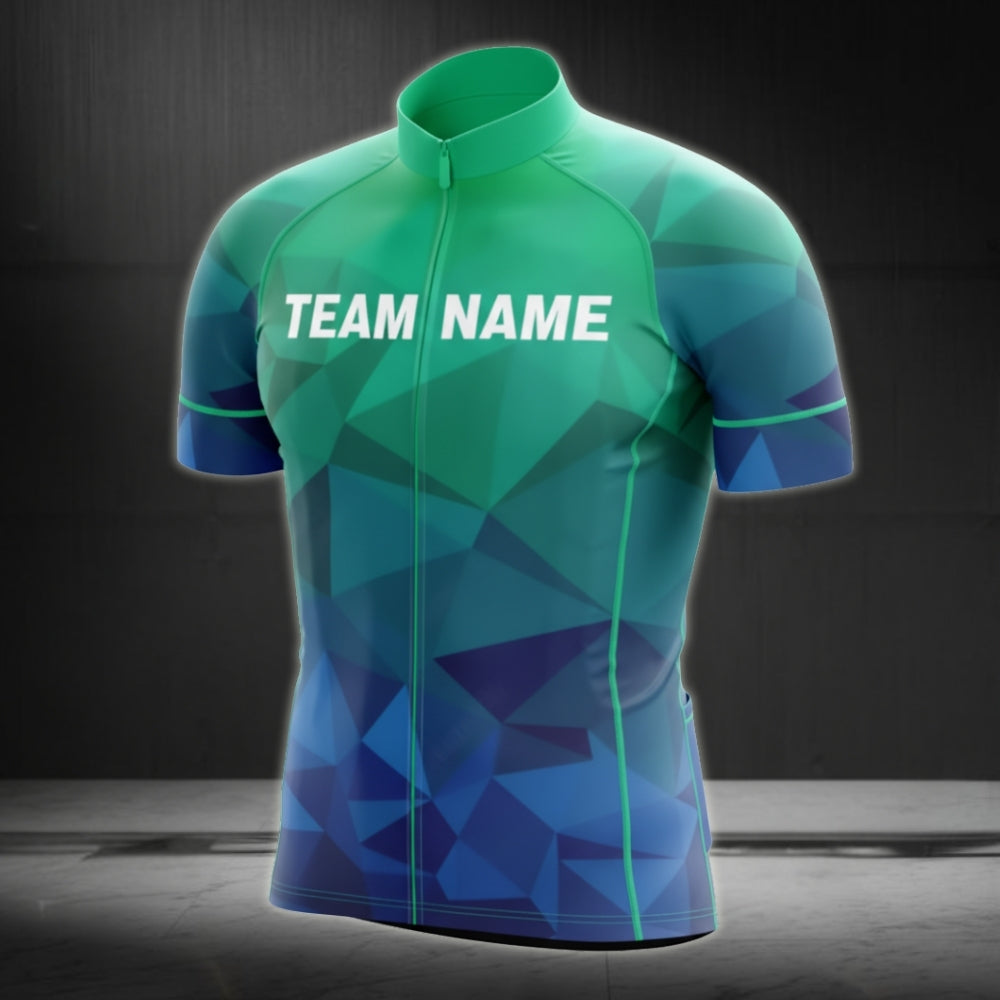 Custom Team Blue Geometric Cycling Short Sleeve Jersey Mens, Custom Cycling Jerseys CZ0111