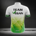 Team Vegan Green And White Men's Short Sleeve Cycling Jersey, Vegan Cycling Jersey CG0690