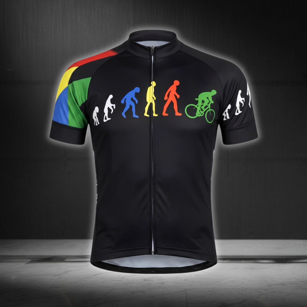 Evolution Of Man Cycling Short Sleeve Jersey For Men, Funny Black Cycling Jersey CG0854