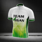 Team Vegan Green And White Men's Short Sleeve Cycling Jersey, Vegan Cycling Jersey CG0690