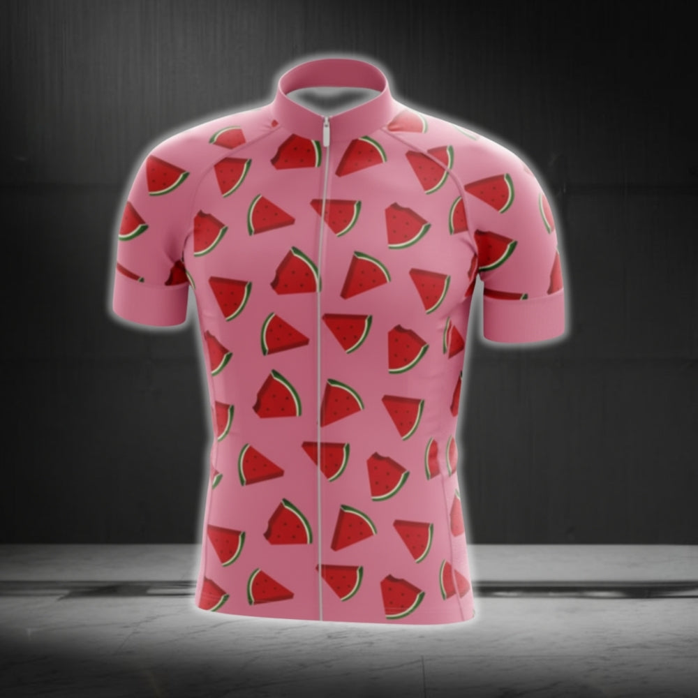 Pink Watermelon Men's Cycling Short Sleeve Jersey, Watermelon Cycling Jerseys CG0458