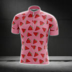 Pink Watermelon Men's Cycling Short Sleeve Jersey, Watermelon Cycling Jerseys CG0458
