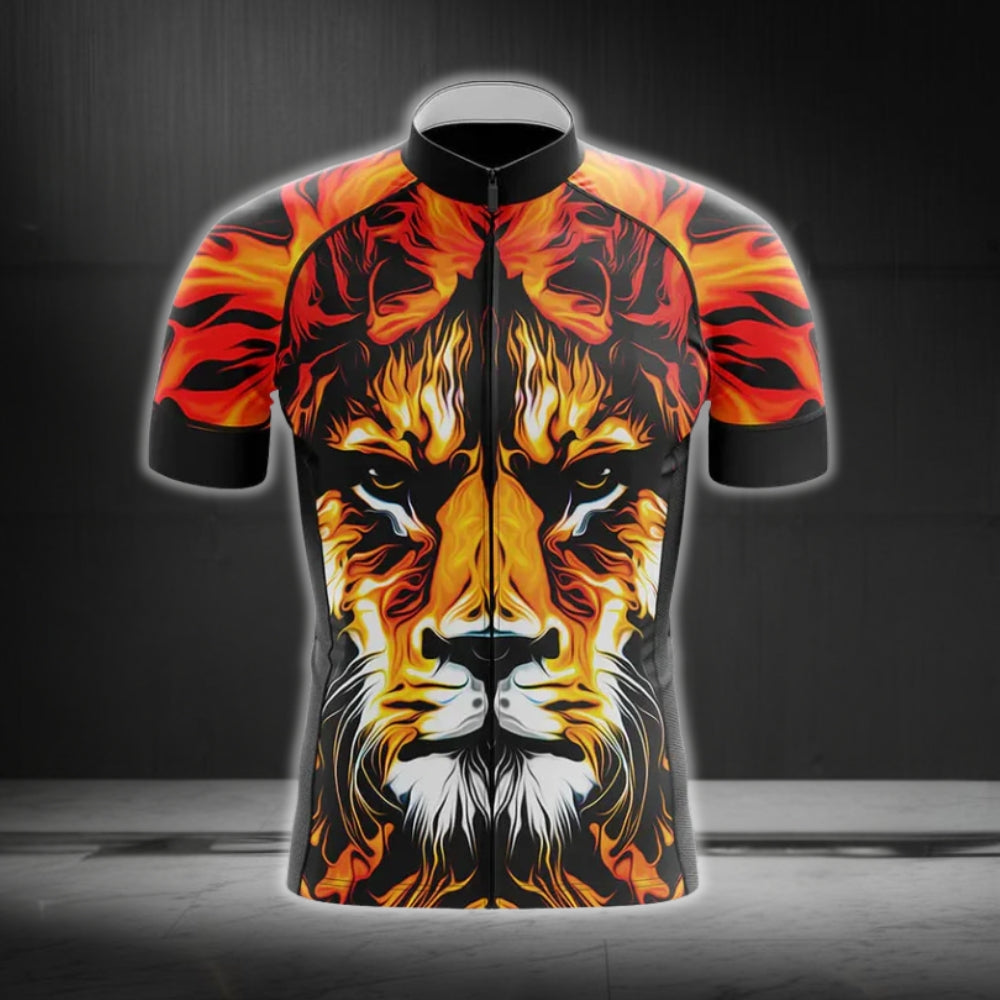 Lion Flame Cycling Short Sleeve Men's Jersey, Lion Cycling Jerseys CG0234