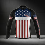Custom USA Flag Cycling Long Sleeve Jersey For Men CZ0002