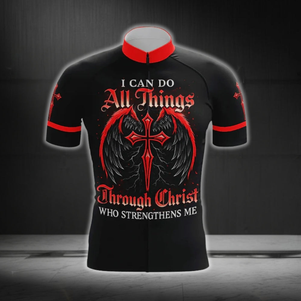 I Can Do Any Things Through Christ Who Strengthens Me Men's Short Sleeve Cycling Jersey, Cycling Jerseys For Christian CG0483