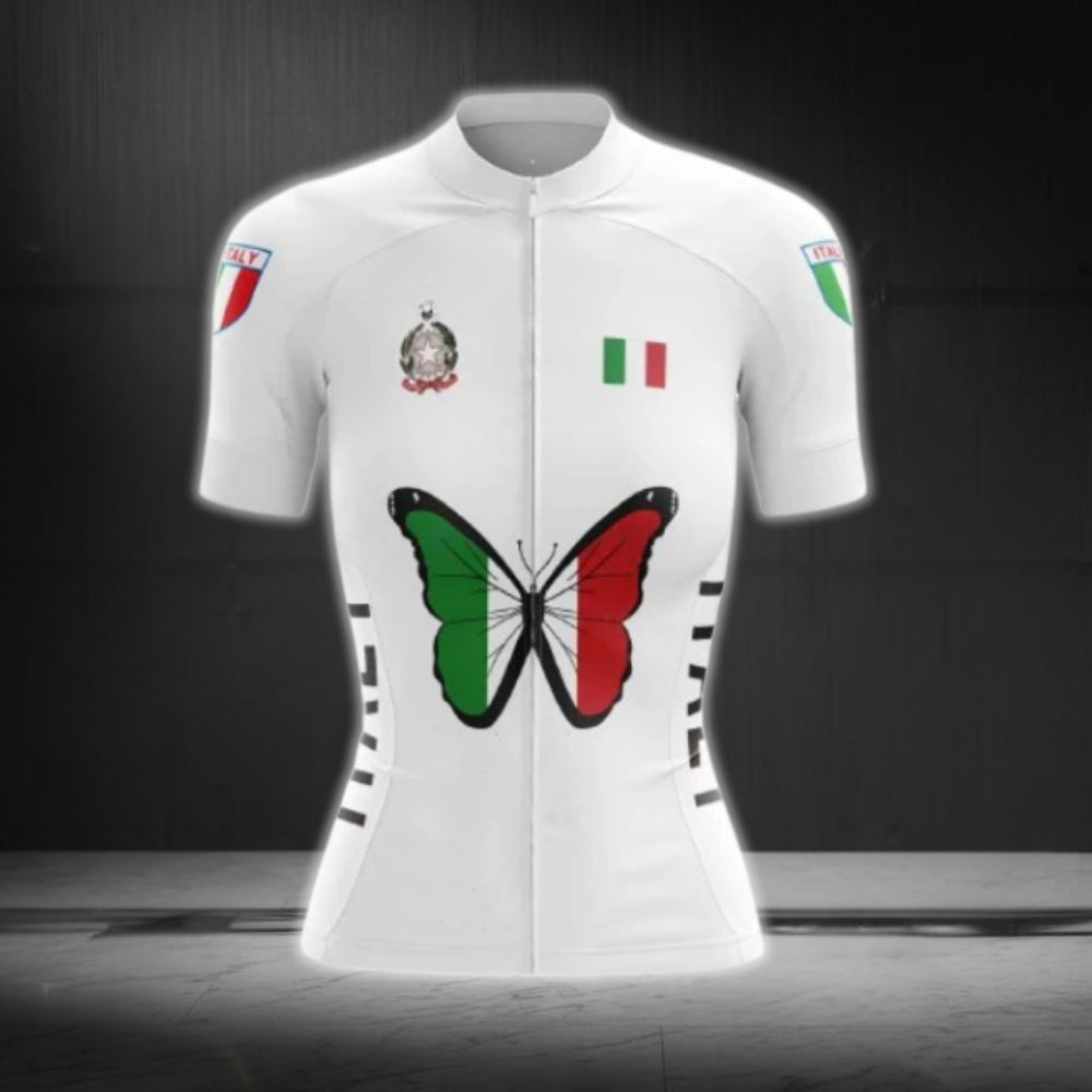 Italy Flag Butterflies Cycling Short Sleeve Women Jersey, Italy Cycling Jersey For Ladies CG0636