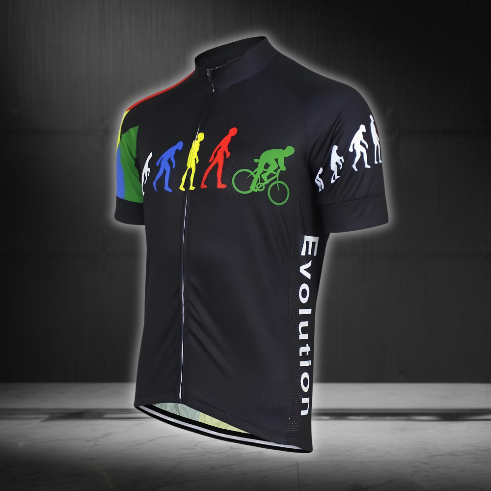 Evolution Of Man Cycling Short Sleeve Jersey For Men, Funny Black Cycling Jersey CG0854