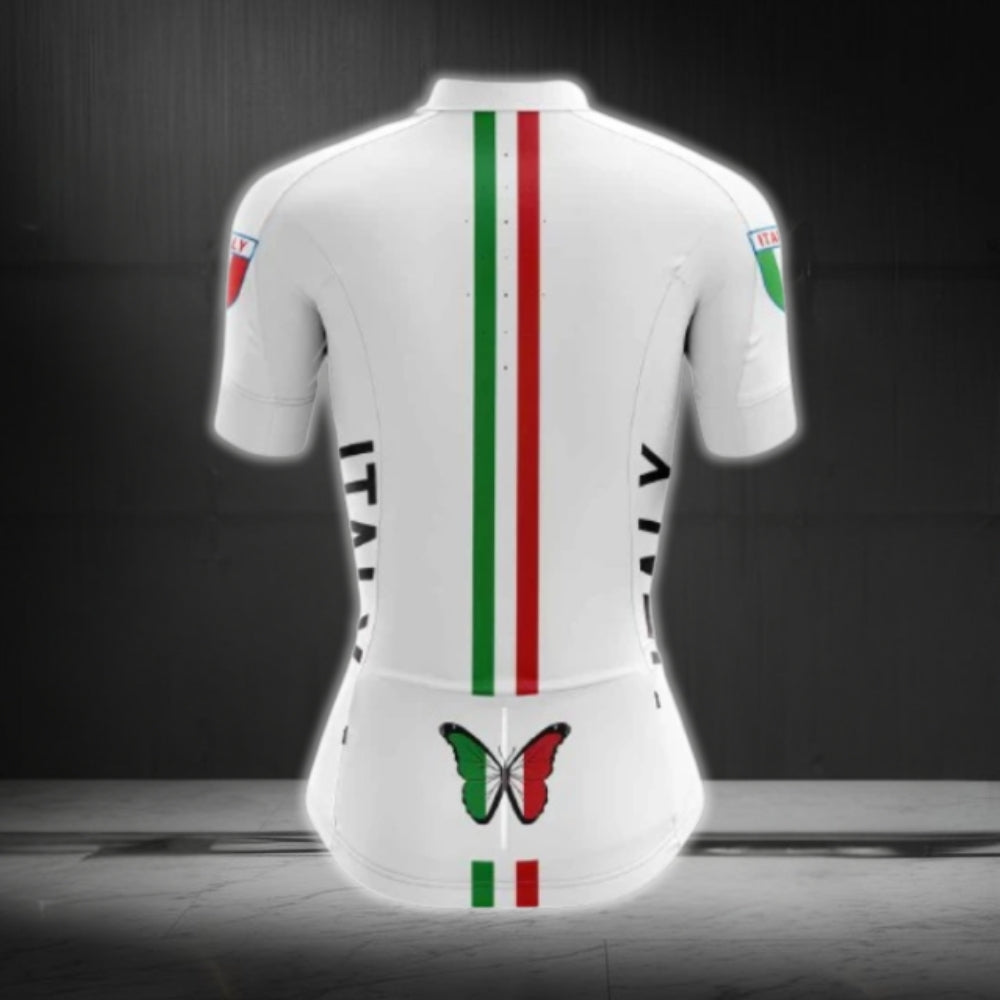 Italy Flag Butterflies Cycling Short Sleeve Women Jersey, Italy Cycling Jersey For Ladies CG0636