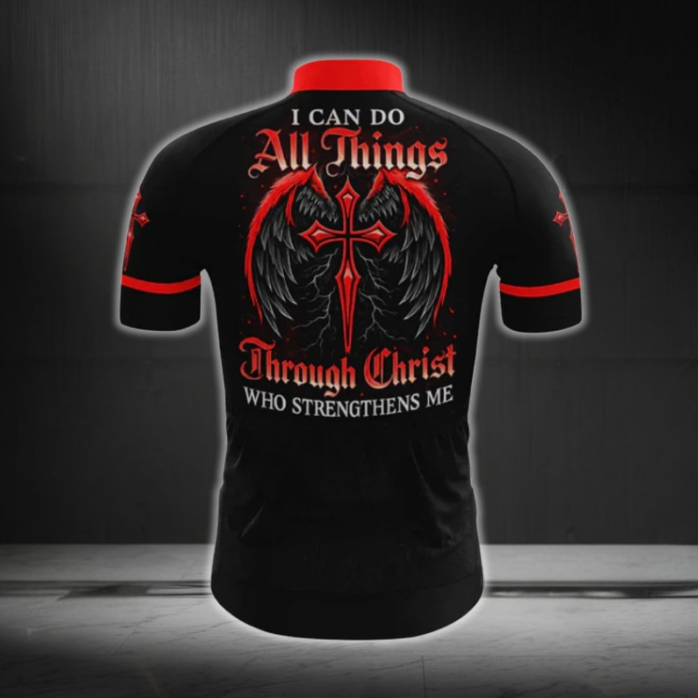I Can Do Any Things Through Christ Who Strengthens Me Men's Short Sleeve Cycling Jersey, Cycling Jerseys For Christian CG0483