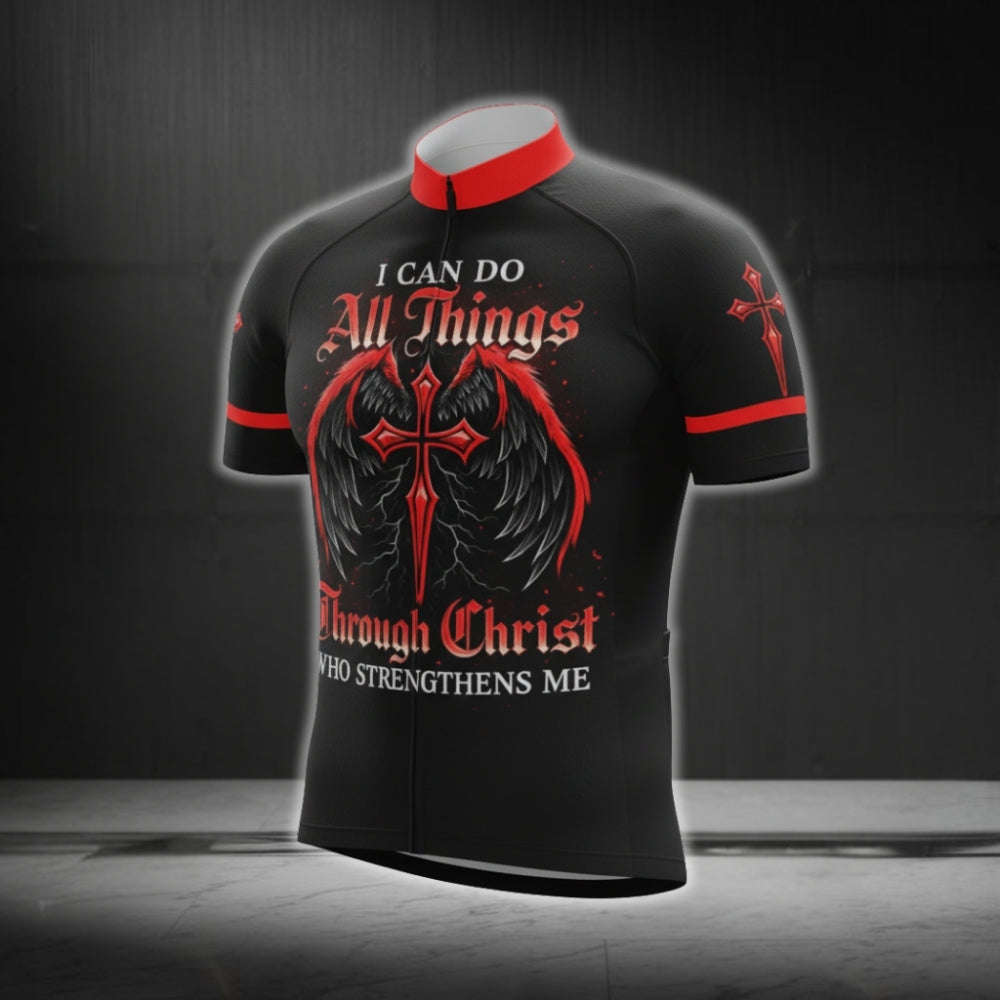 I Can Do Any Things Through Christ Who Strengthens Me Men's Short Sleeve Cycling Jersey, Cycling Jerseys For Christian CG0483