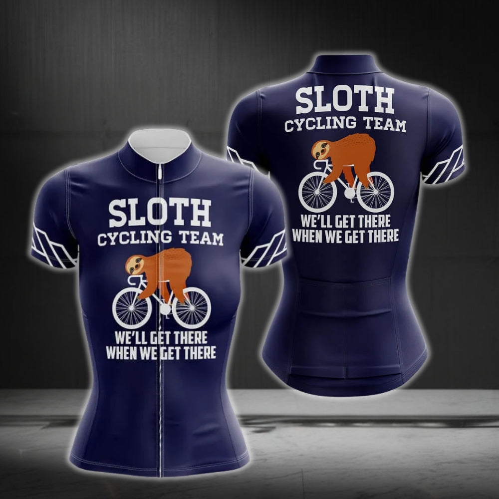 Sloth Cycling Team We'll Get There When We Get There Women's Cycling Short Sleeve Jerseys, Sloth Funny Cycling Jerseys For Ladies CZ0109