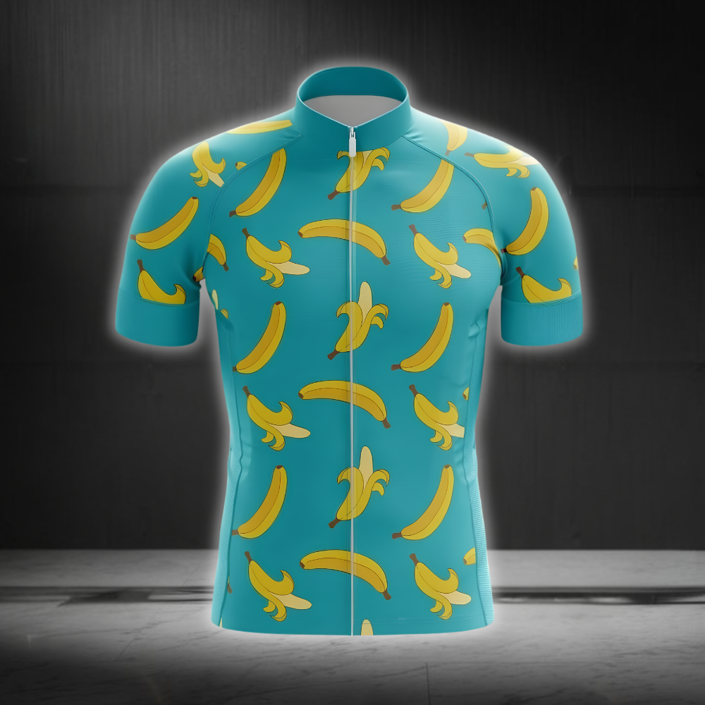 Banana Cyan Cycling Short Sleeve Jersey For Men, Banana Lovers Cycling Jersey CG0855