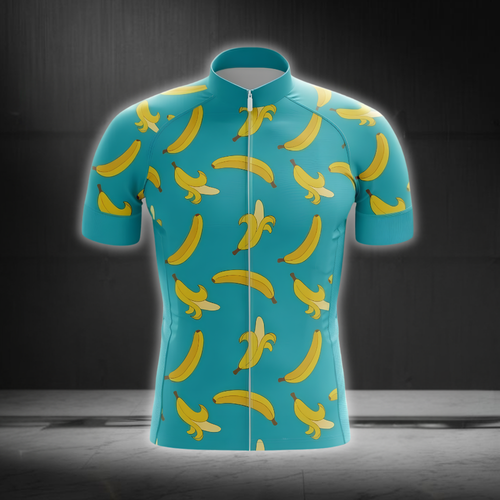 Banana Cyan Cycling Short Sleeve Jersey For Men, Banana Lovers Cycling Jersey CG0855