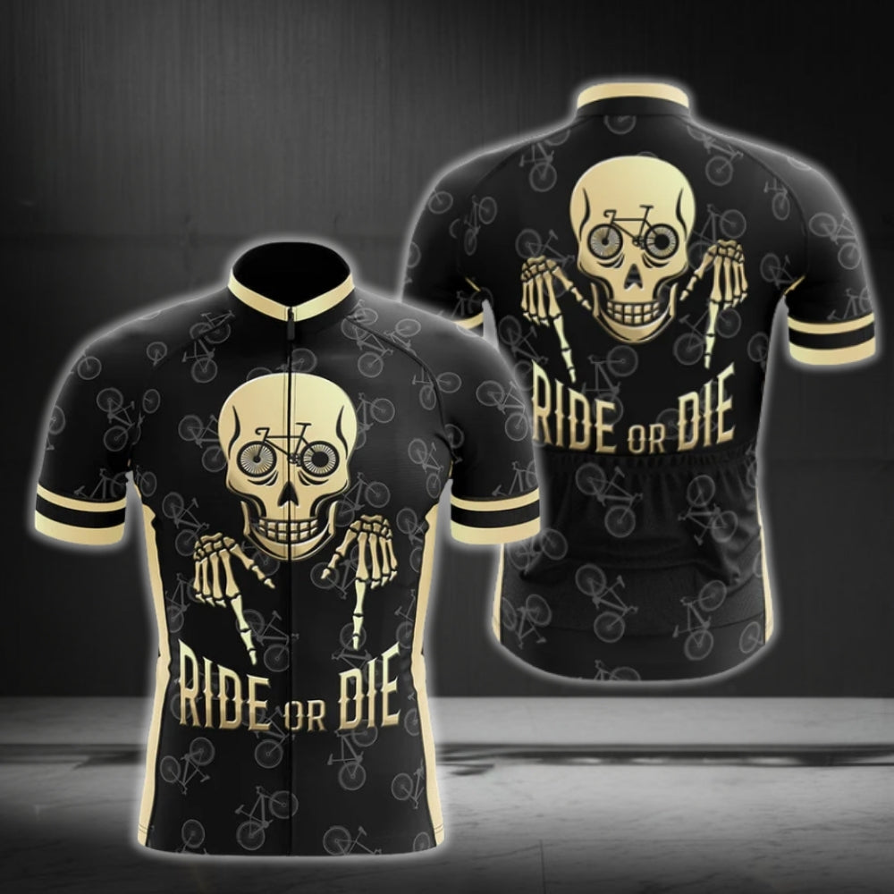 Ride Or Die Skull Cycling Jersey Short Sleeve Mens, Skull Cycling Jerseys For Men CG0146