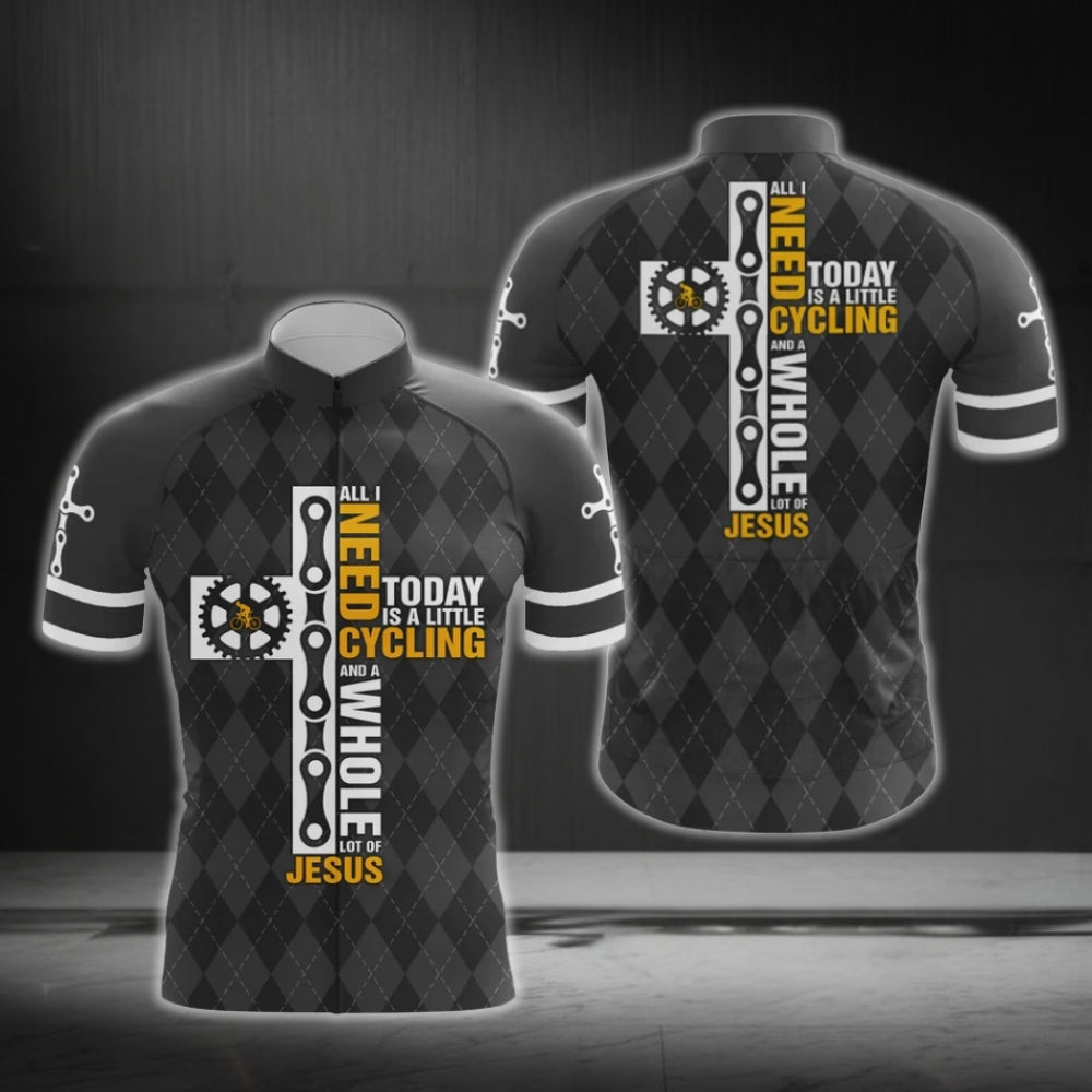 All I Need Today Is A Little Cycling And A Whole Lot Of Jesus Short Sleeve Men's Cycling Jersey, Jesus Cycling Jerseys CG0484