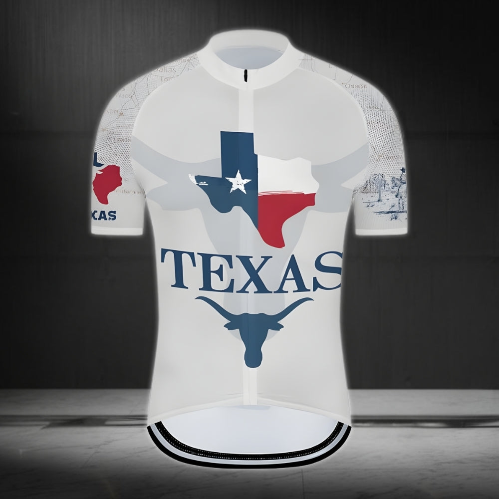 Texas Flag Short Sleeve Cycling Jersey For Mens, Texas Cycling Jerseys CZ0022