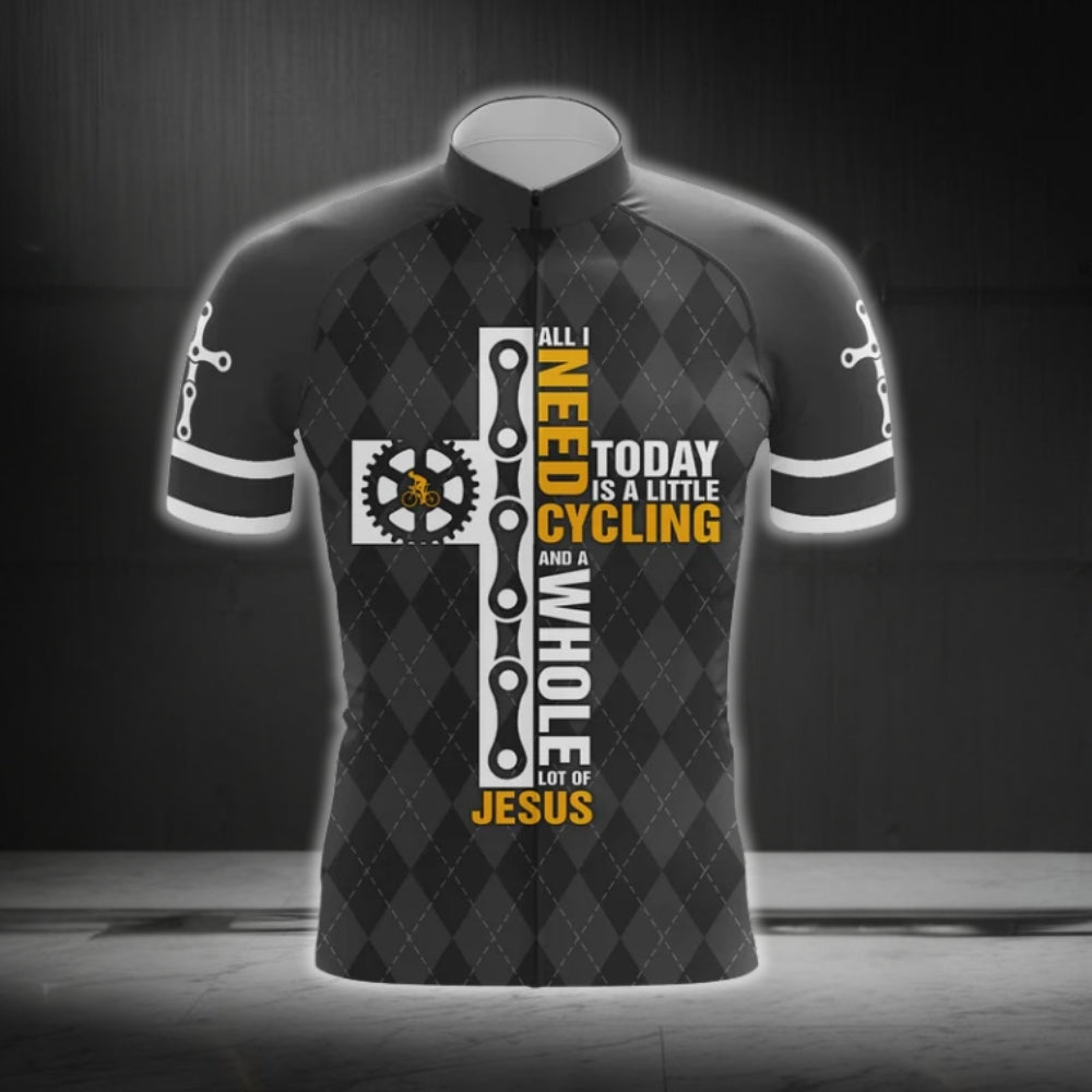 All I Need Today Is A Little Cycling And A Whole Lot Of Jesus Short Sleeve Men's Cycling Jersey, Jesus Cycling Jerseys CG0484