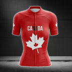 Red And White Canada Flag Cycling Short Sleeve Jersey Women, Canada Cycling Jerseys For Ladies CG0637