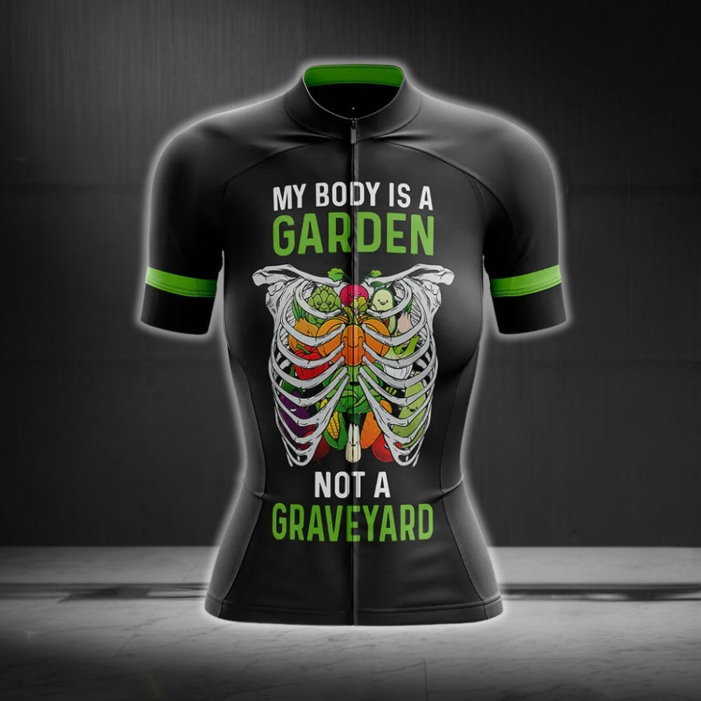My Body Is A Garden Not A Graveyard Women's Cycling Jersey Short Sleeve, Vegan Lovers Cycling Jerseys CG0258