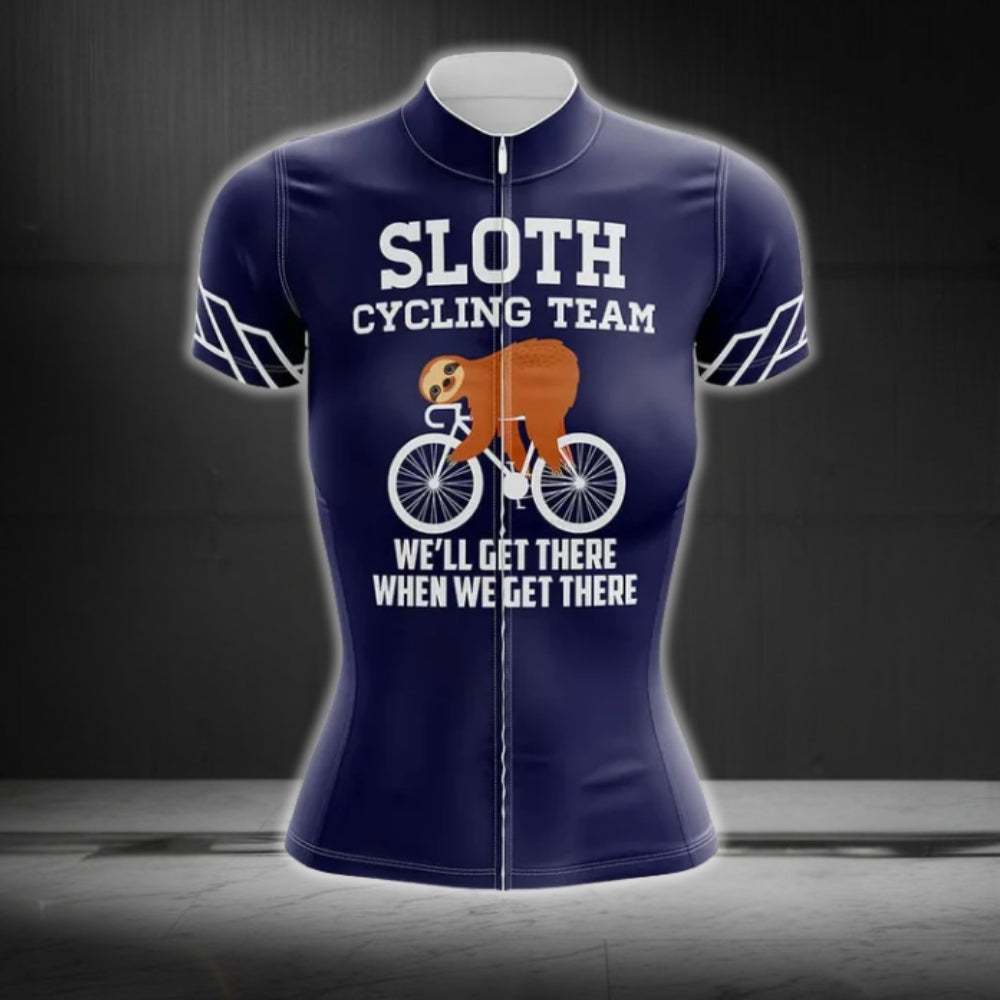 Sloth Cycling Team We'll Get There When We Get There Women's Cycling Short Sleeve Jerseys, Sloth Funny Cycling Jerseys For Ladies CZ0109