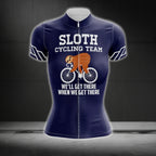Sloth Cycling Team We'll Get There When We Get There Women's Cycling Short Sleeve Jerseys, Sloth Funny Cycling Jerseys For Ladies CZ0109
