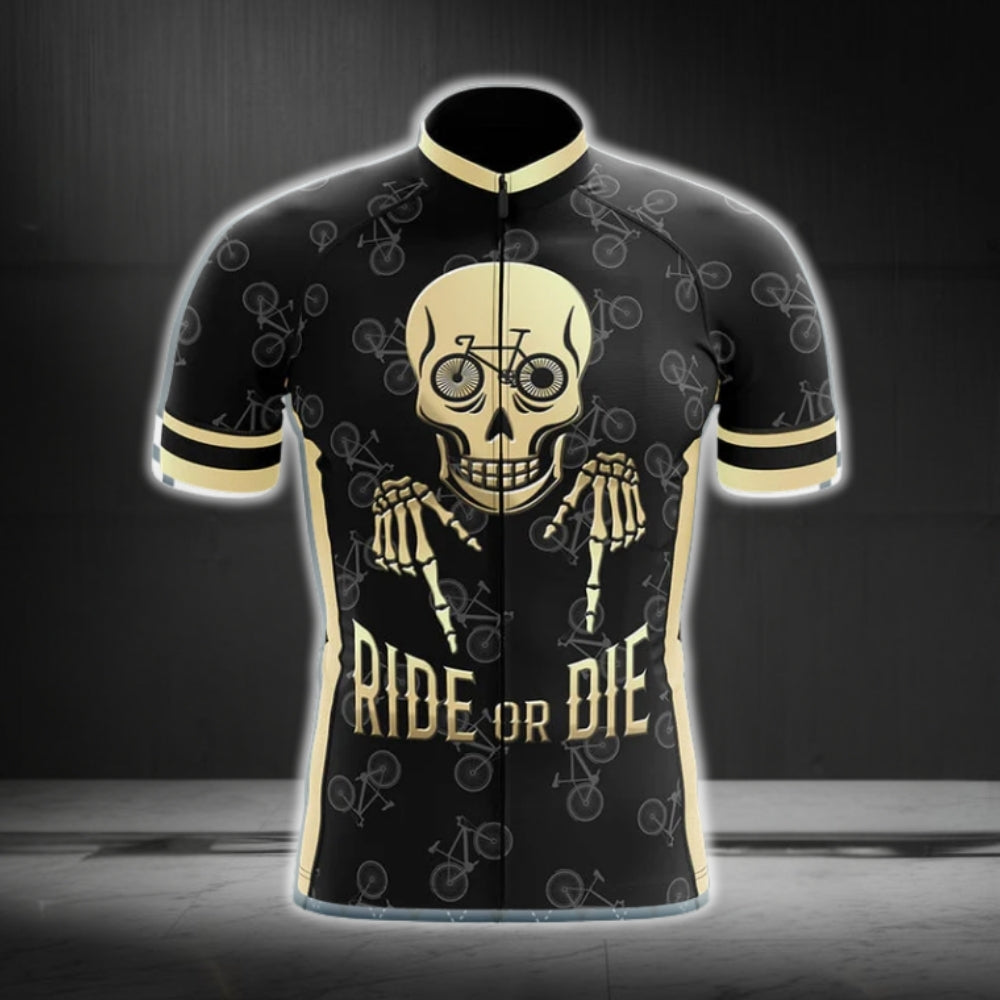 Ride Or Die Skull Cycling Jersey Short Sleeve Mens, Skull Cycling Jerseys For Men CG0146