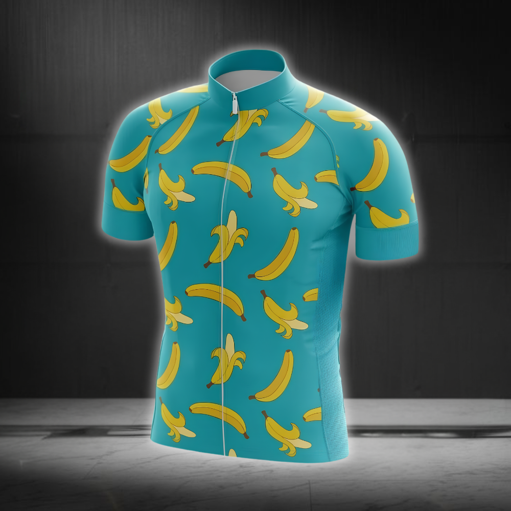 Banana Cyan Cycling Short Sleeve Jersey For Men, Banana Lovers Cycling Jersey CG0855