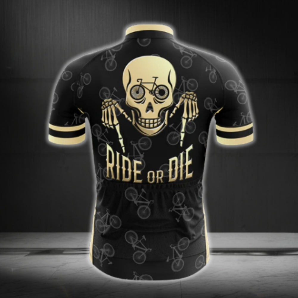 Ride Or Die Skull Cycling Jersey Short Sleeve Mens, Skull Cycling Jerseys For Men CG0146