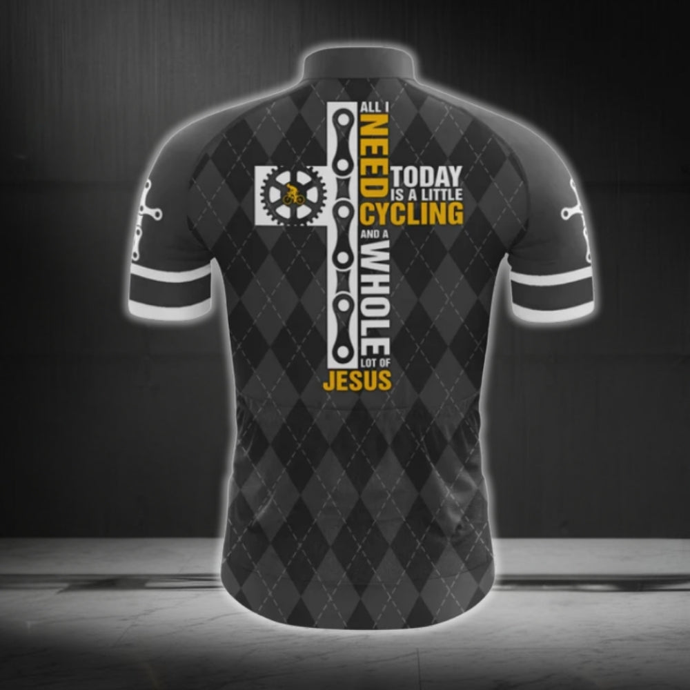 All I Need Today Is A Little Cycling And A Whole Lot Of Jesus Short Sleeve Men's Cycling Jersey, Jesus Cycling Jerseys CG0484